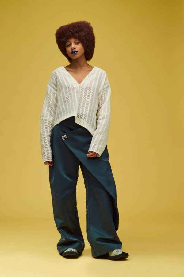 NAVY WRAP TROUSER - Image 4